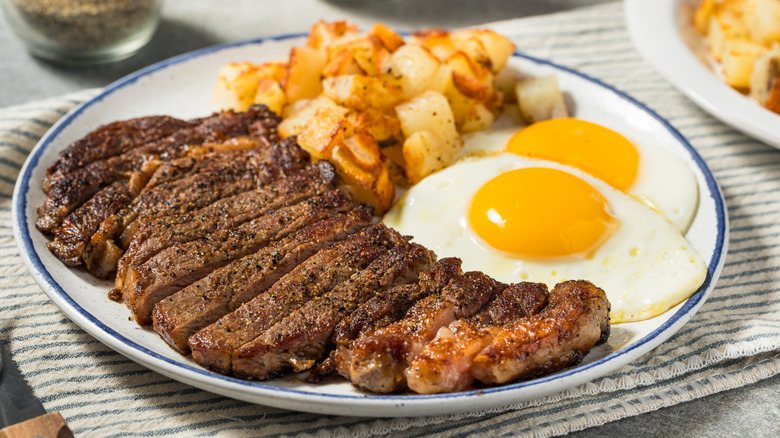 Steak with eggs and hash browns