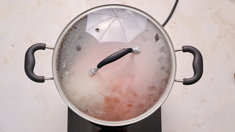 steaming crab legs in pot