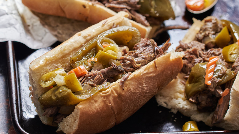 Prepared Italian beef sandwiches