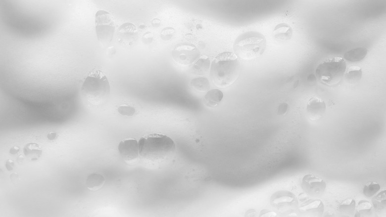 closeup of soapy water