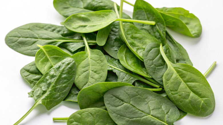 A pile of baby spinach leaves