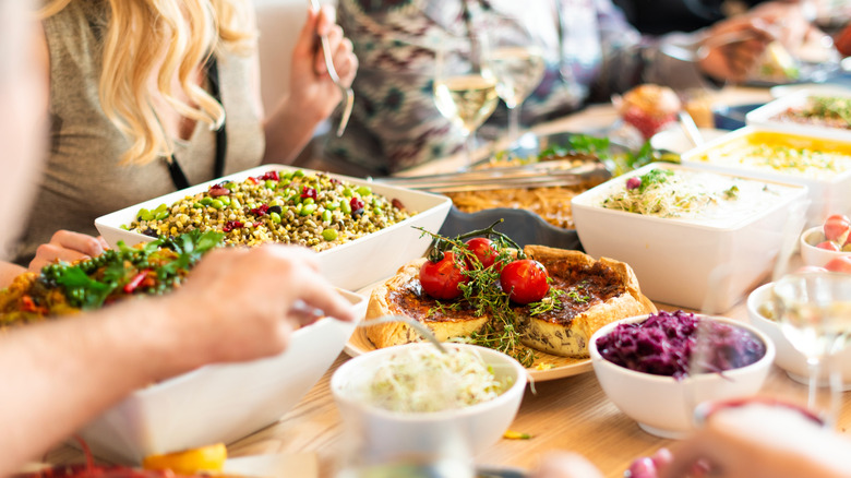 variety of side dishes at meal