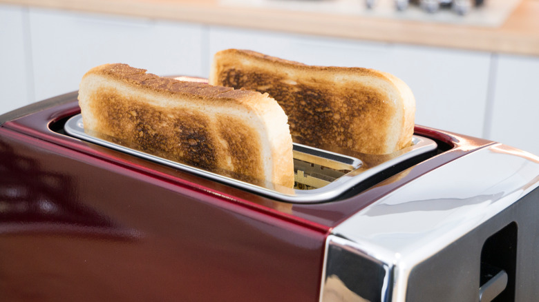 burnt toast in toaster