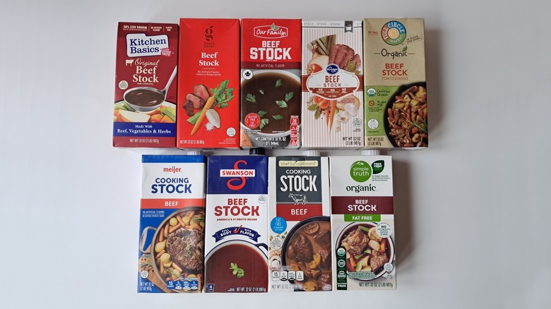 nine cartons of beef stock