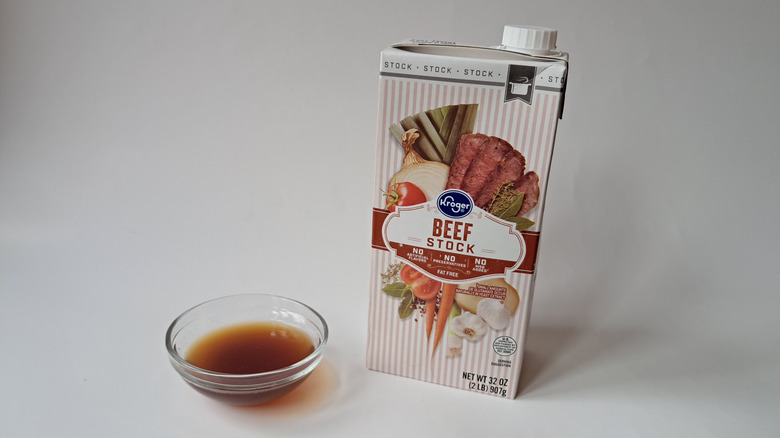 Kroger beef stock in bowl