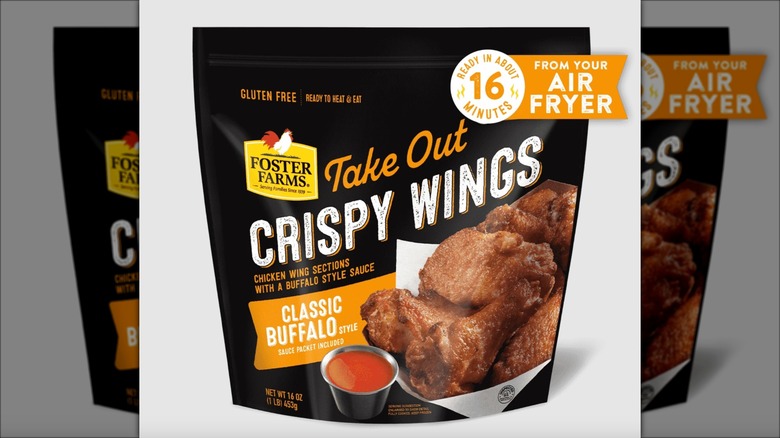 Foster Farms Classic Buffalo Take Out Crispy Wings in bag.