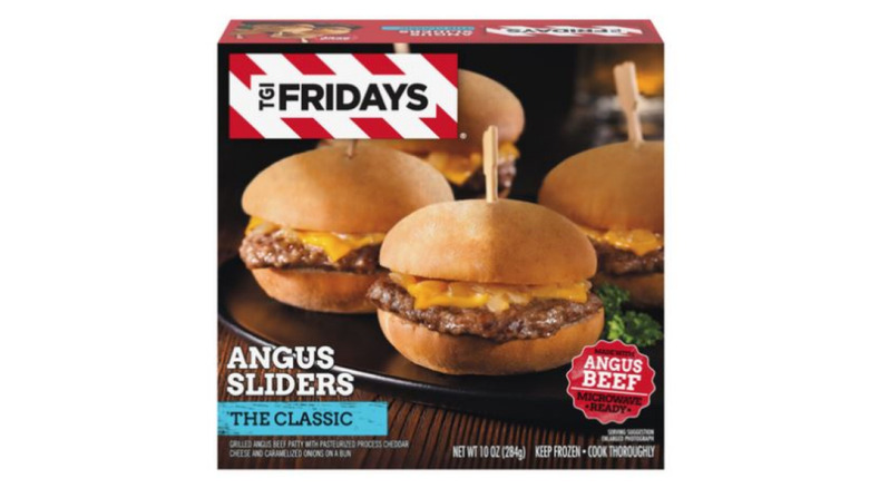 TGI Friday's frozen classic Angus sliders in a box.