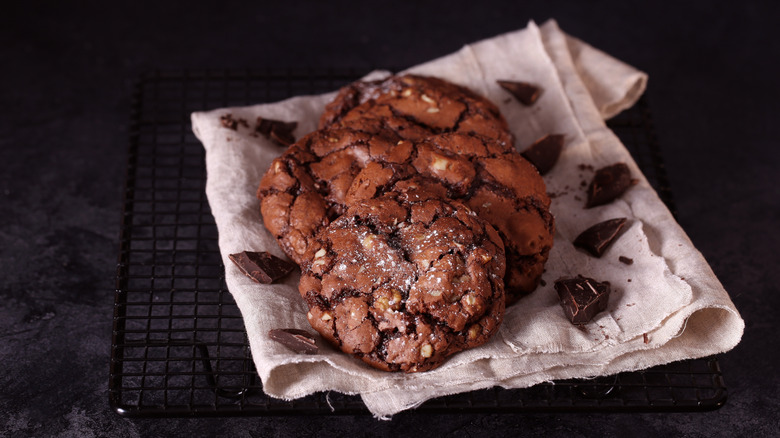 Brownie cookies on a white cloth