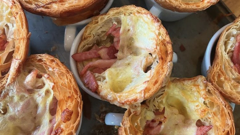 stuffed croissants in coffee cups