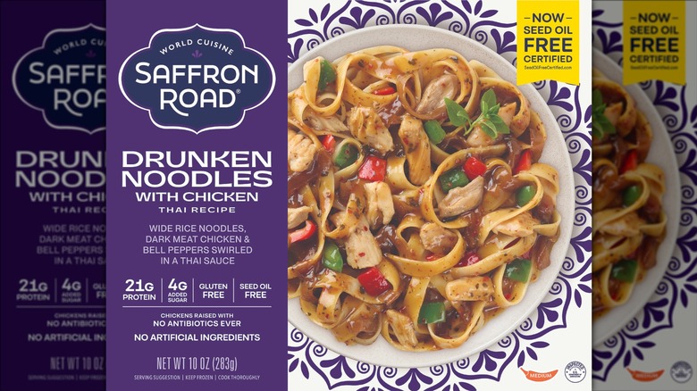 Packaging of Saffron Road Drunken Noodles with Chicken