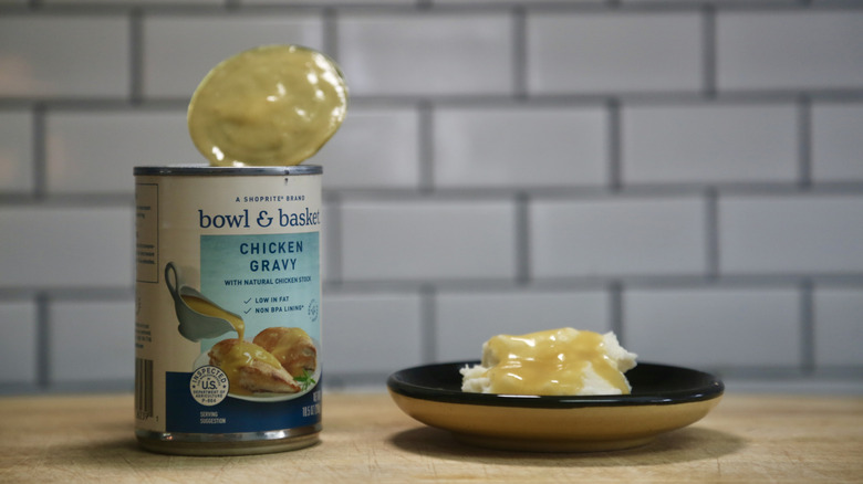 canned gravy and mashed potatoes