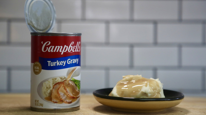canned gravy and mashed potatoes