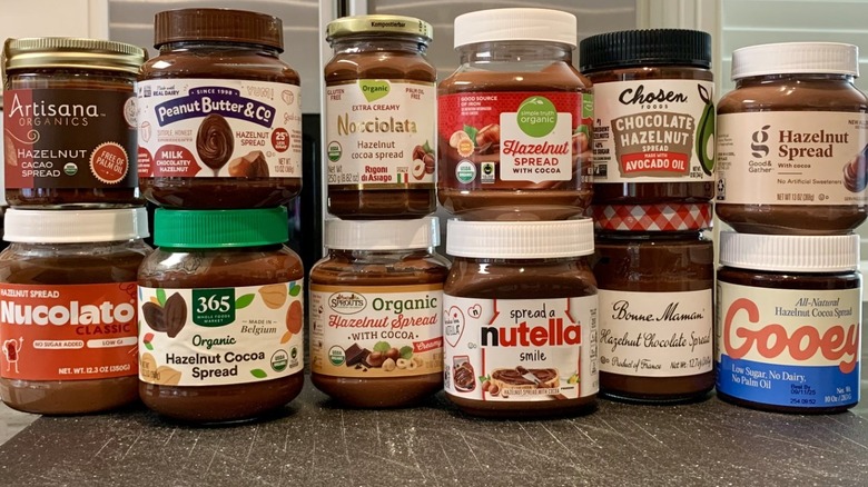 12 jars of popular store-bought hazelnut spreads