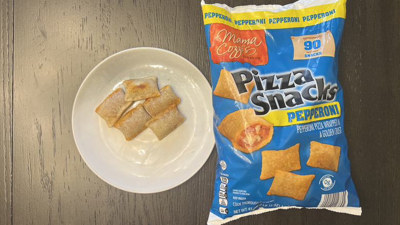 Aldi Mama Cozzi's Pepperoni Pizza Snacks on a plate.