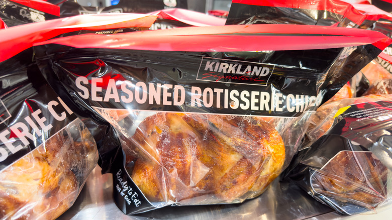 Rotisserie chickens in bags
