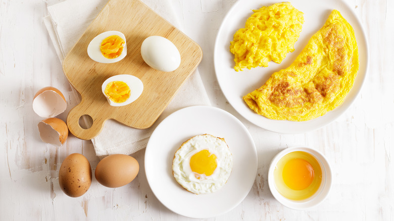 Eggs cooked in many different ways