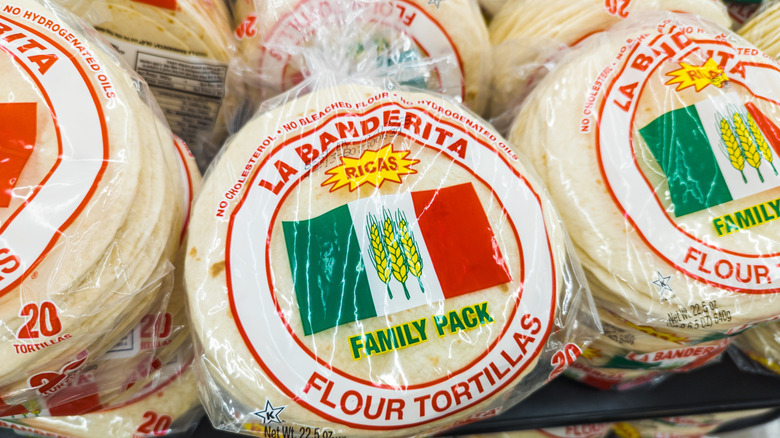 Packages of tortillas at a store