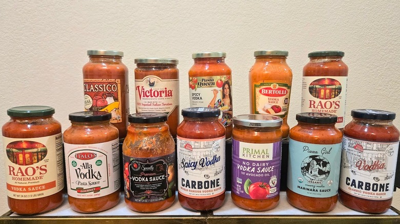 Jars of vodka pasta sauce