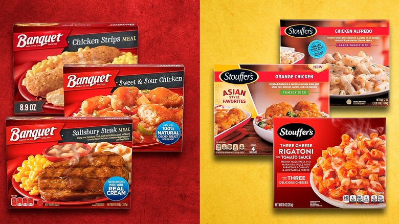 boxes of Stouffer's and Banquet frozen meals