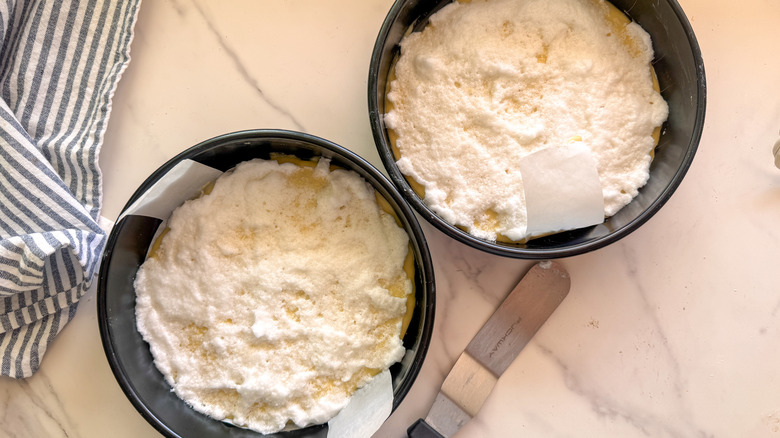 cakes with meringue layer on top