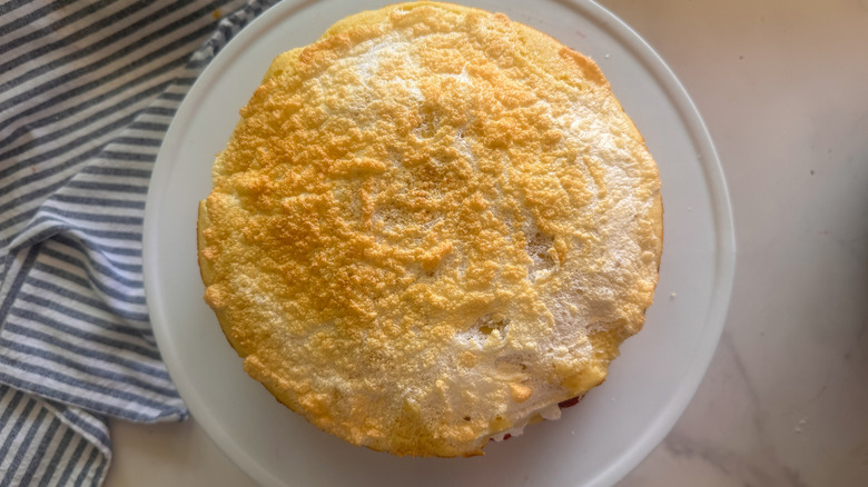 second cake on top