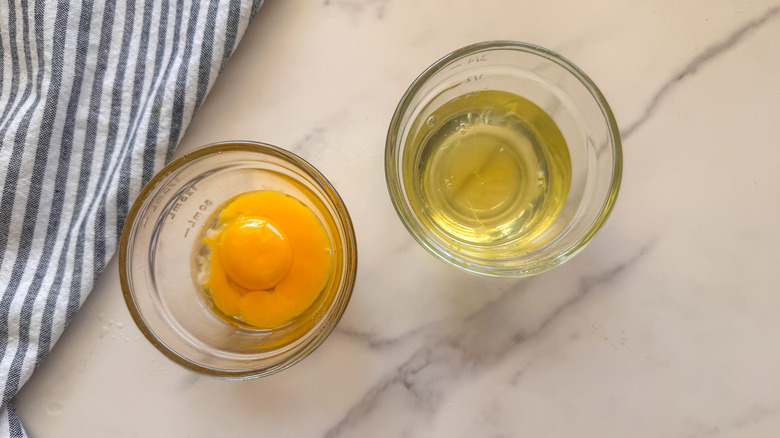 eggs separated in bowls