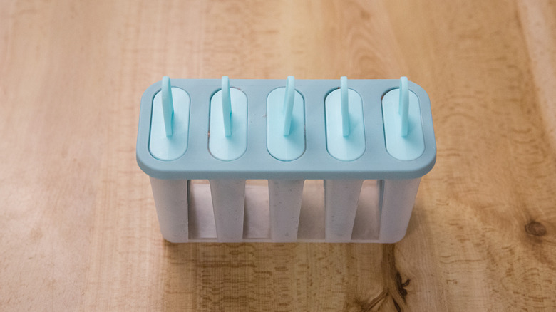 covered popsicle molds on table