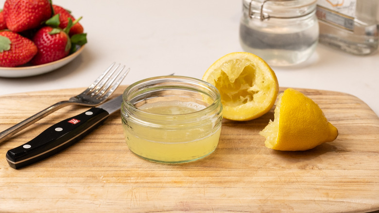 squeezed lemon and juice