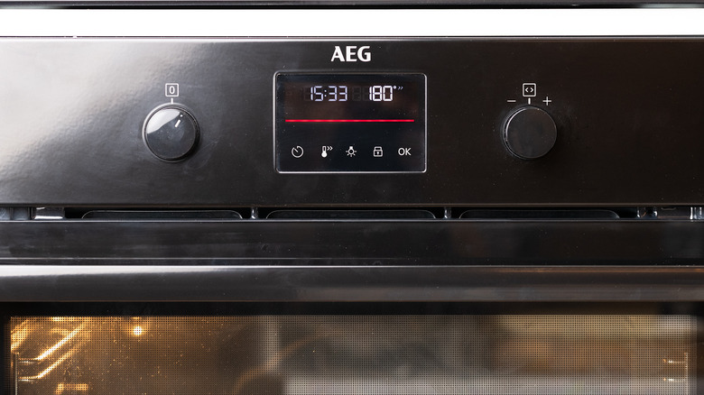 An oven preheating