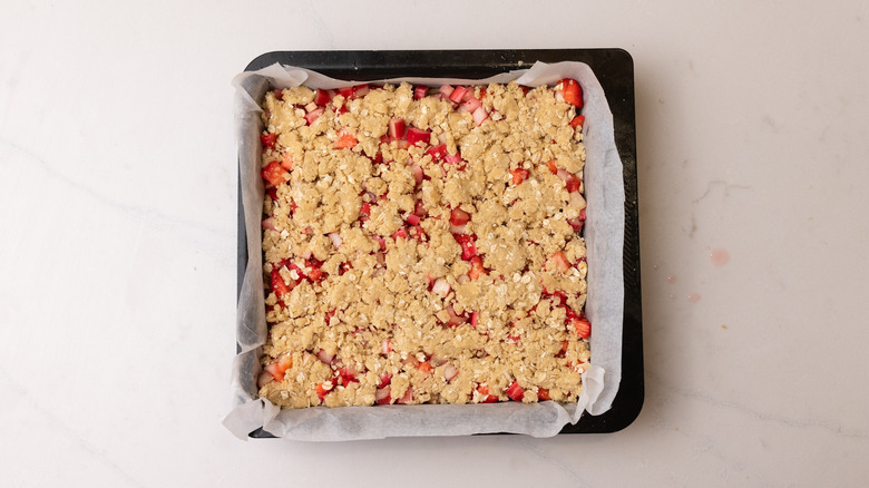 assembled strawberry rhubarb cookie bars