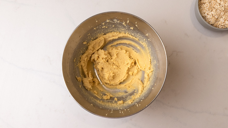 mixing cookie dough ingredients