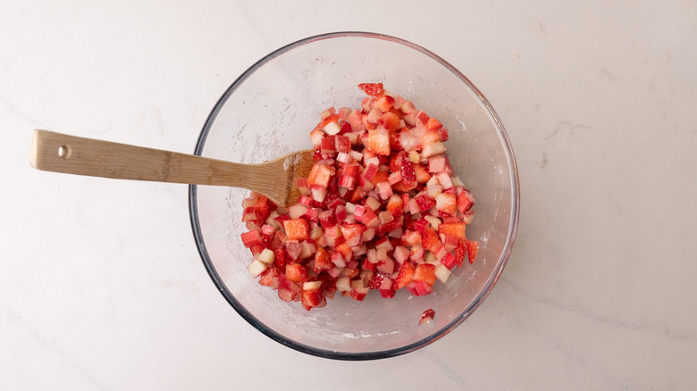 bowl with strawberries and rhubarb