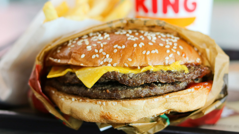 close up of Burger King burger