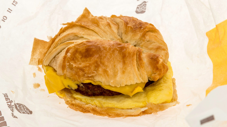Burger King croissant sandwich on packaging