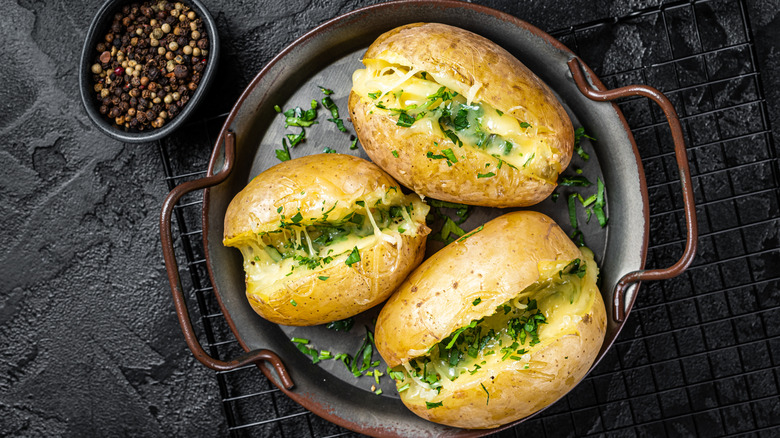 Baked potatoes in a pan