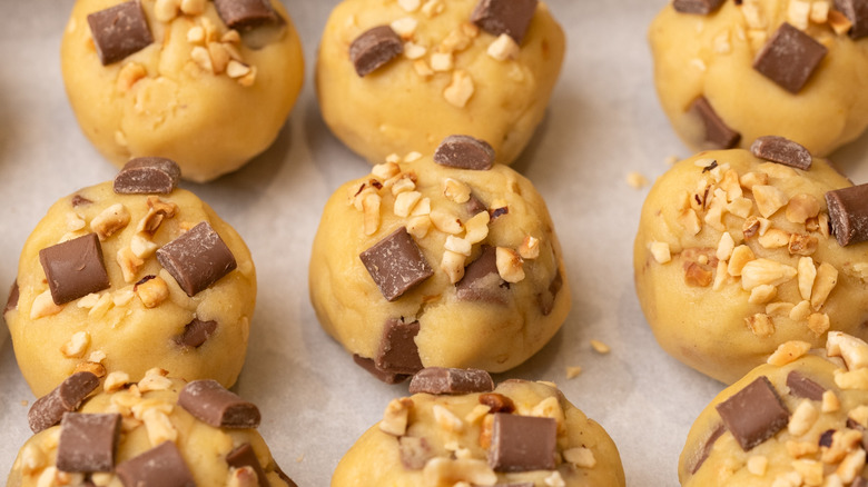 cookie dough balls with toppings