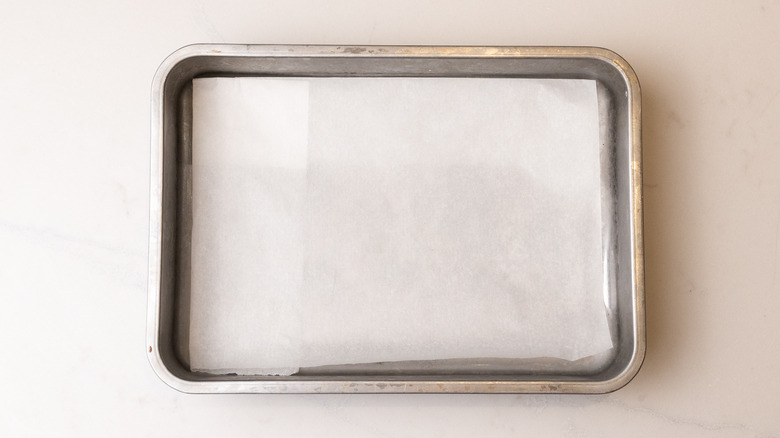 baking paper lined baking sheet