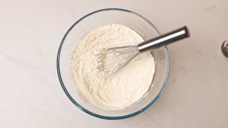 whisked flour in bowl