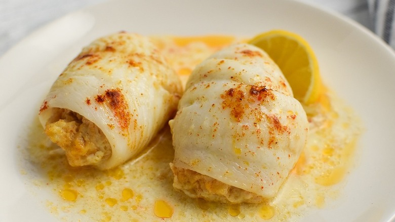 stuffed flounder on a plate 