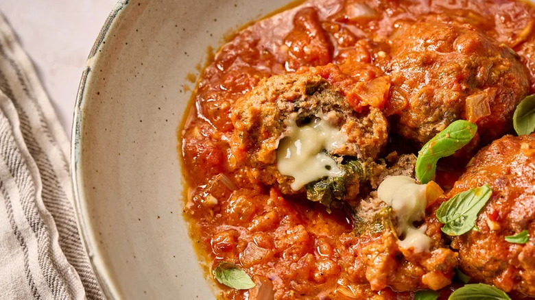 Meatballs with cheese and sauce