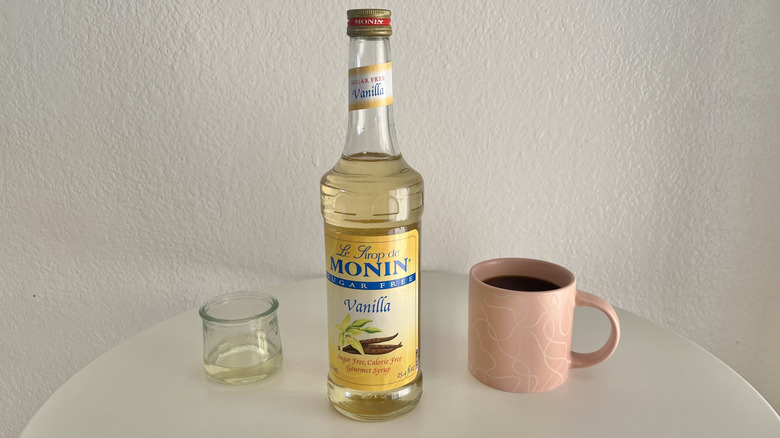 monin glass bottle of syrup