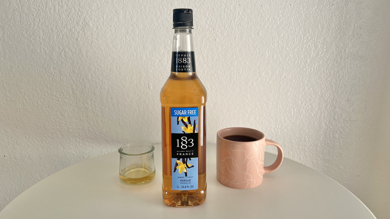 Routin 1883 sugar free syrup on a table