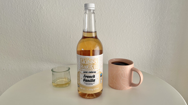 skinny barista syrup bottle on a table