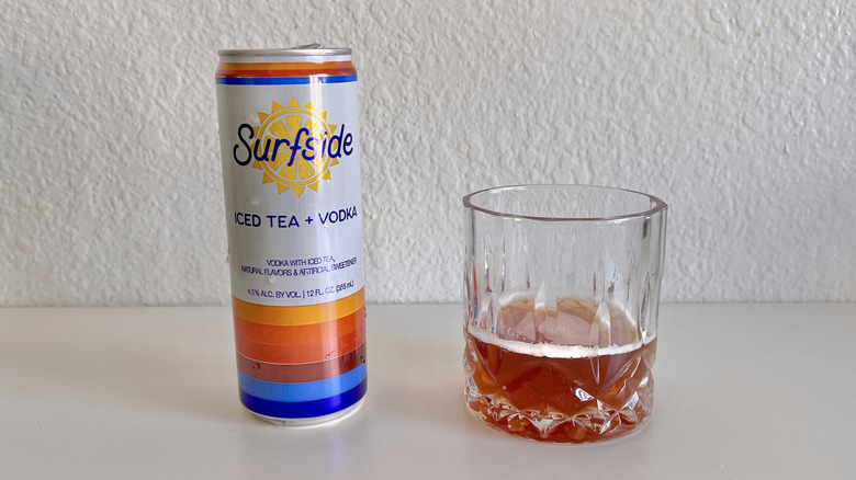 Iced Tea + Vodka can on a table