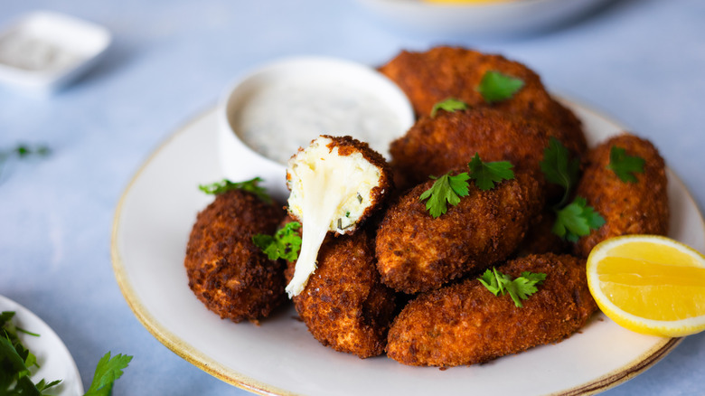 cheese herb croquettes with sauce