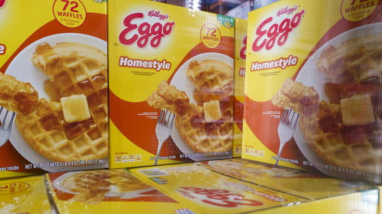 Boxes of homestyle Eggo waffles