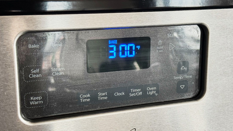 oven preheating to 300 F