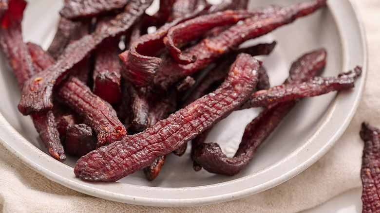 beef jerky in a bowl