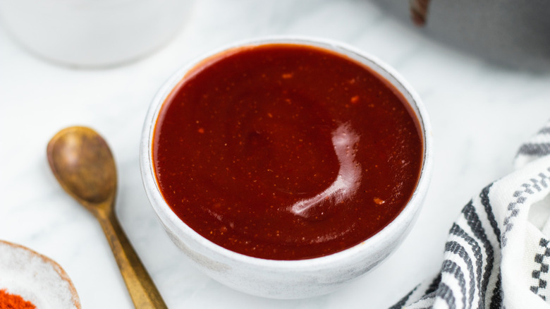 Sweet and Tangy BBQ Sauce in dish 