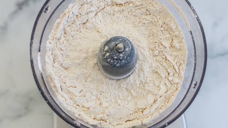 dry dough ingredients in a food processor